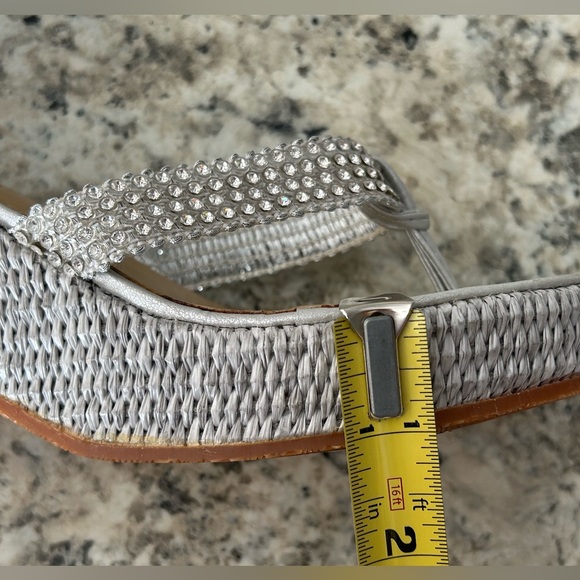 Paloma Barcelo Silver Rhinestone Thong Wedge Platform Sandals Euro 38 US Size 8 - Picture 12 of 12